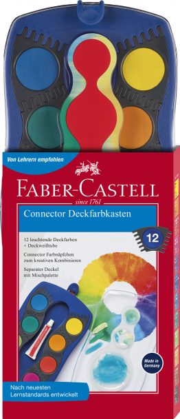 CONNECTOR Farbkasten blau 12 Farben, inkl. Deckweiß