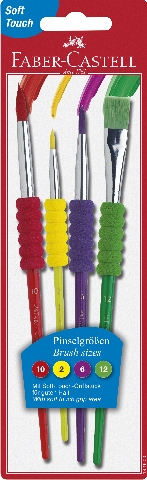 4er Set Schulpinsel, Synthetik, 10; 2; 6; 12, auf Blisterkarte